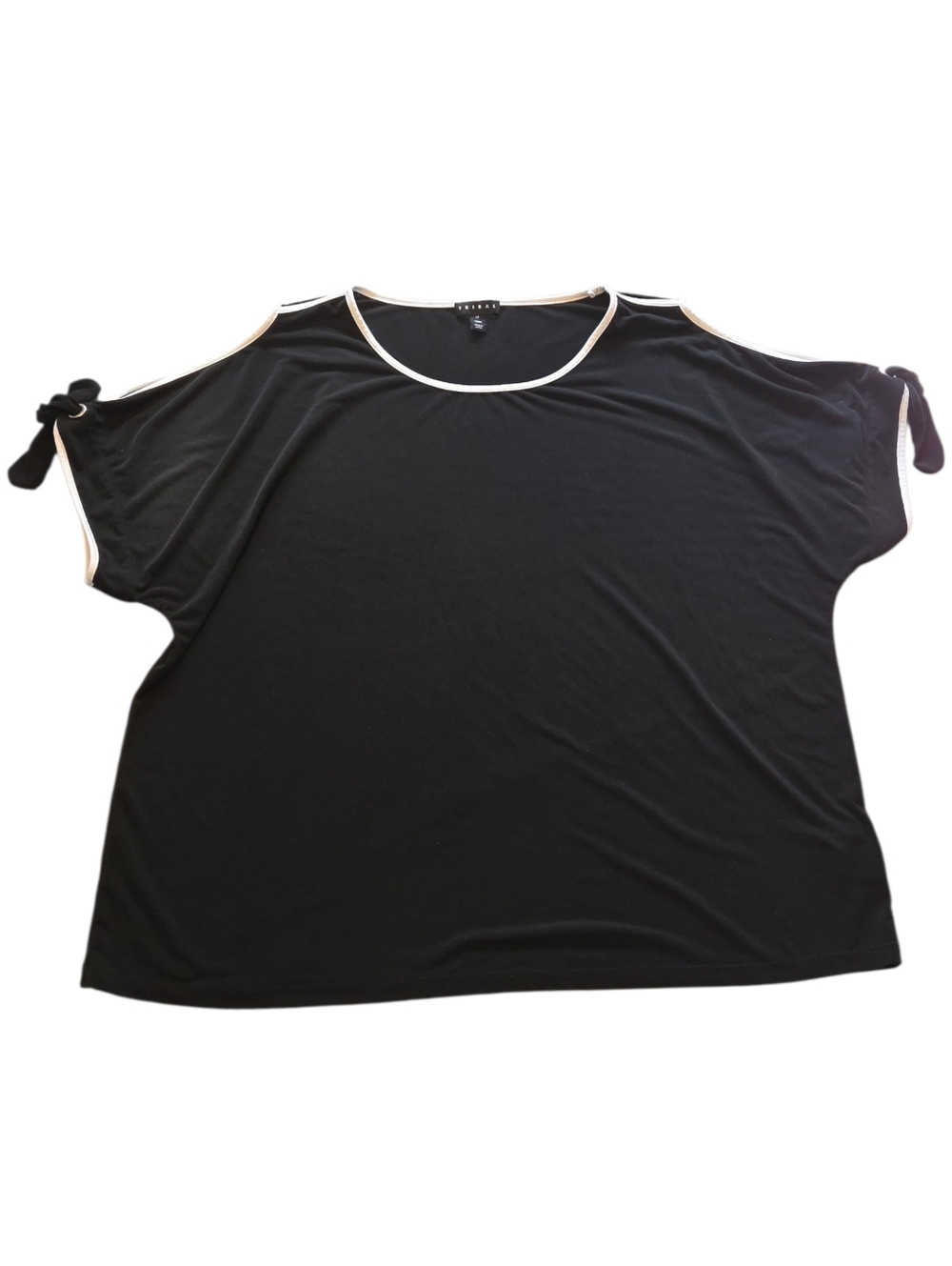 Tribal Exposed Shoulder Black Blouse